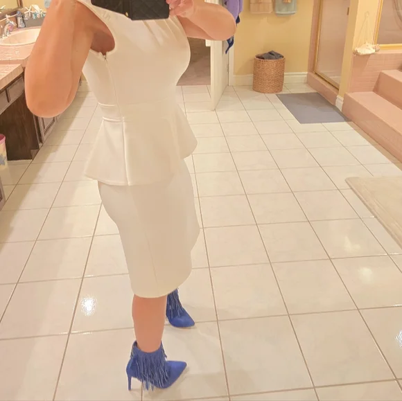 Womens size 6 sense white fitted Sleeveless dress - Picture 9 of 14